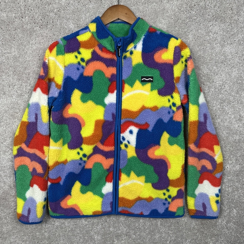 Crayola X Kohls Fleece Jacket Multicolor Full Zip Colorful Art AOP Print Large
